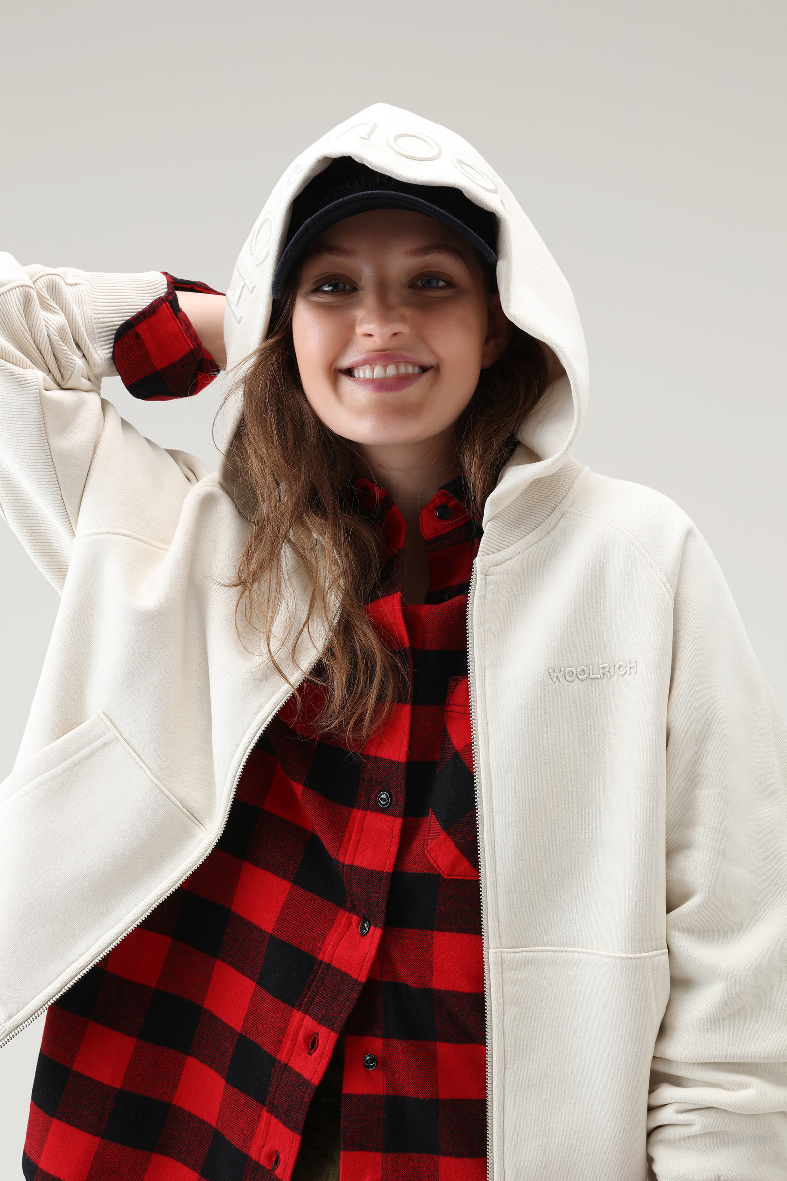 Fleecehoodie met volledige ritssluiting en logo wit photo 4 | Woolrich