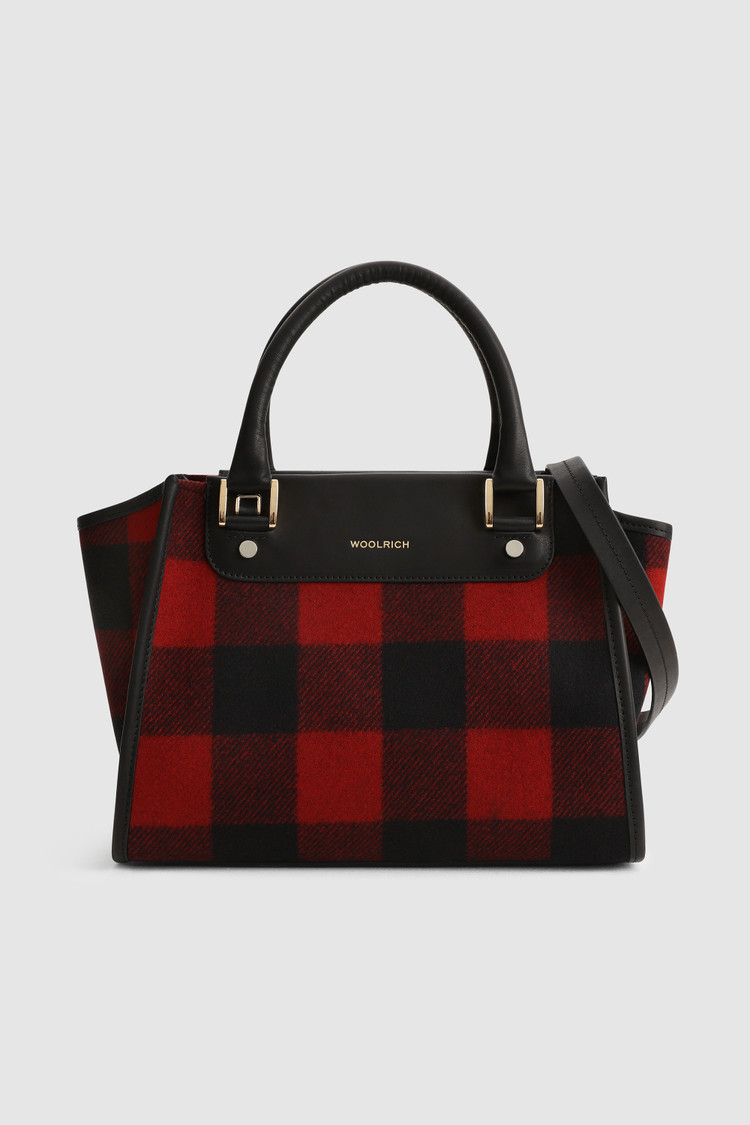 Wool Tote Bag with check pattern