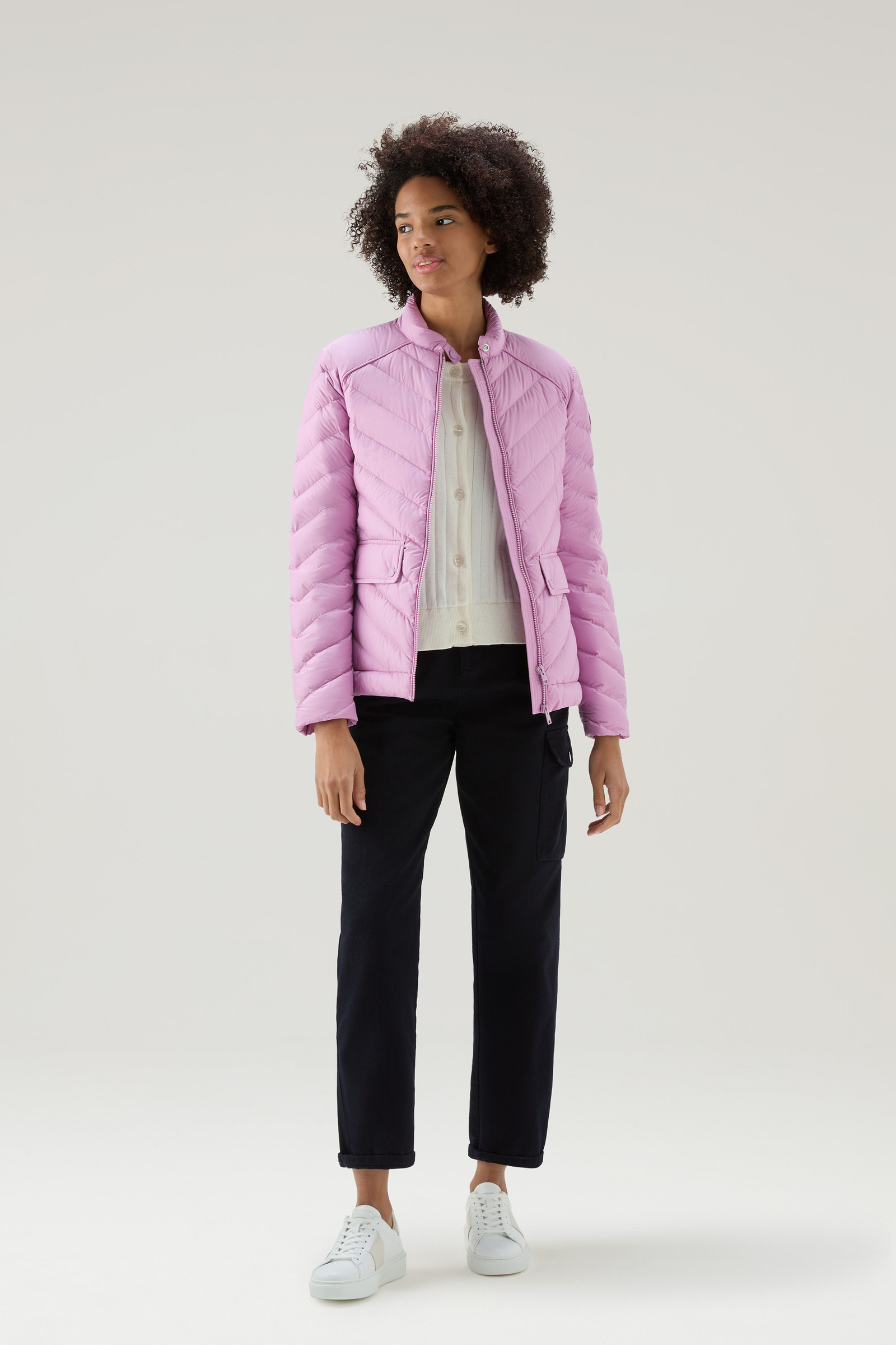 Giacca corta imbottita con trapuntatura Chevron rosa photo 2 | Woolrich