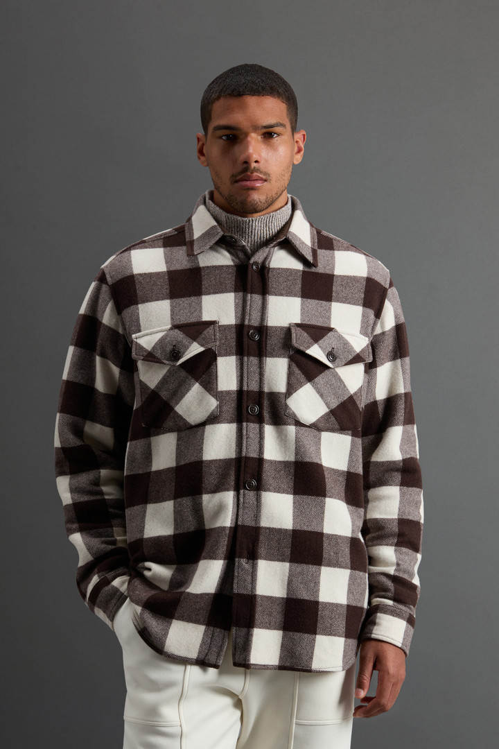 Check Overshirt in Pure Cashmere by Todd Snyder Brown photo 1 | Woolrich