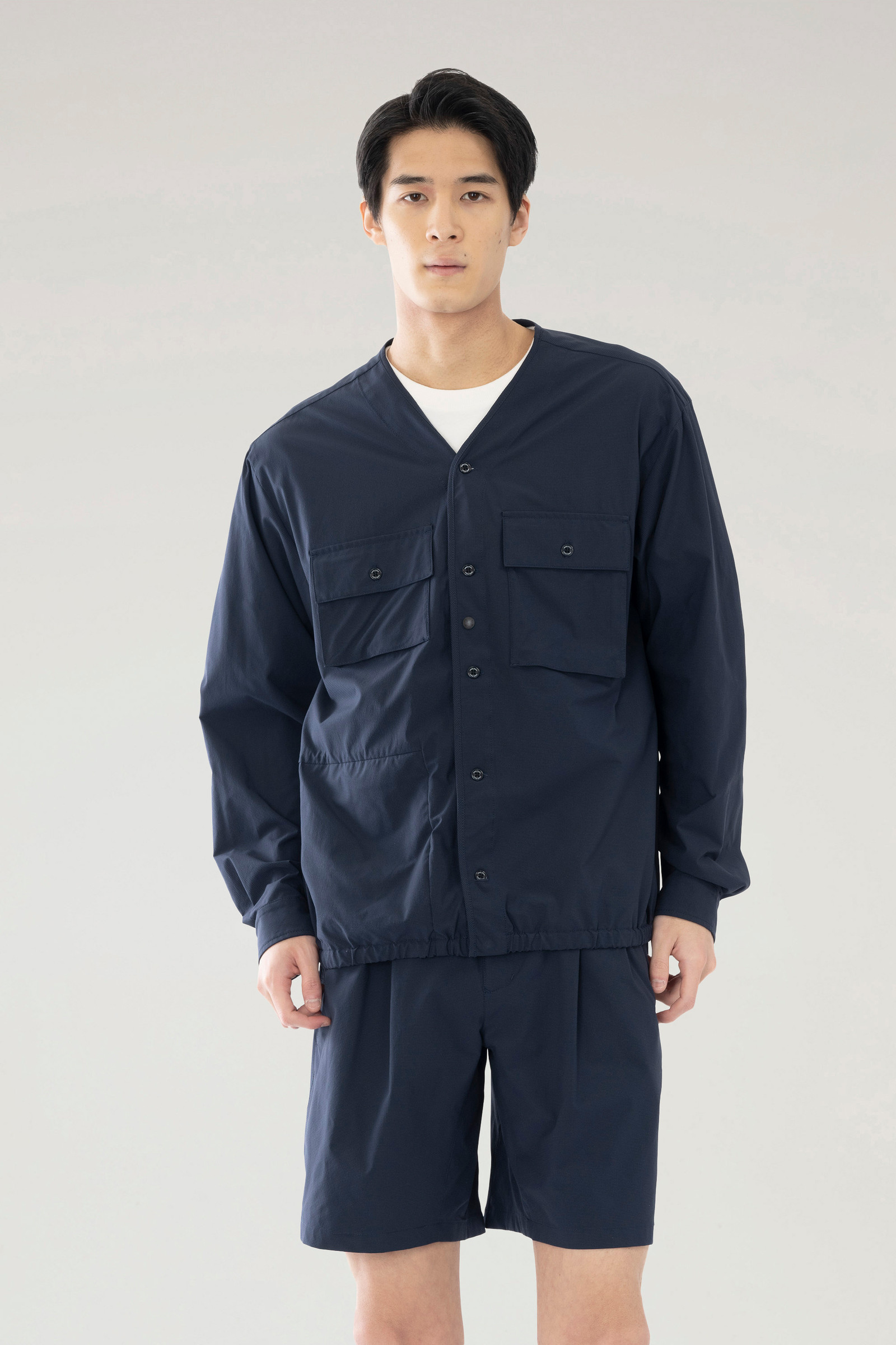 High Aeration Cardigan in Stretch Ripstop Blue photo 2 | Woolrich