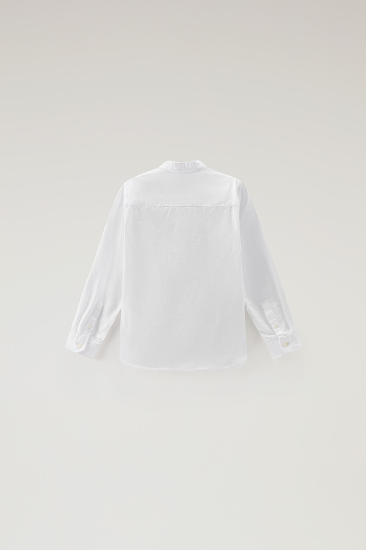 Girls' Band Collar Shirt in Cotton-Linen Blend White photo 2 | Woolrich