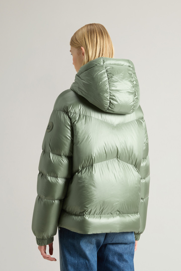 Aliquippa Short Down Jacket in Glossy Nylon Green photo 3 | Woolrich