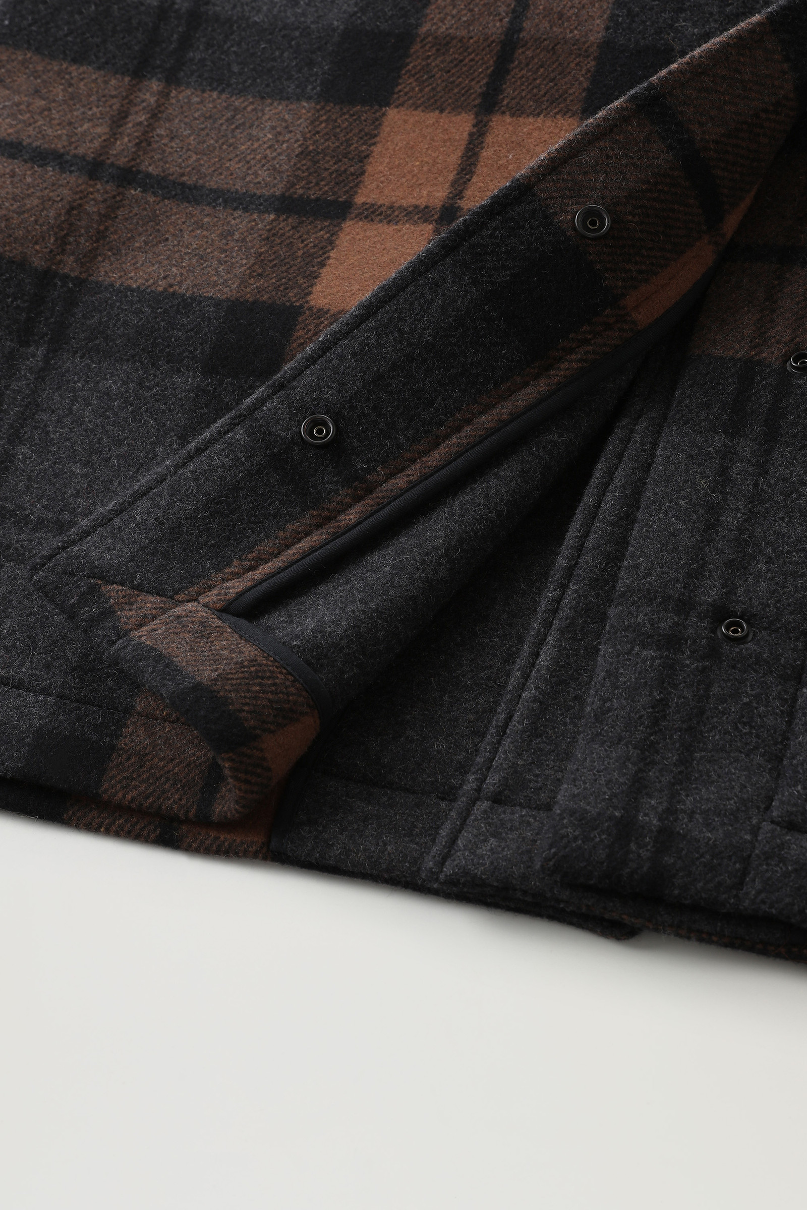 Upstate Recycled Melton Wool Check Coat - Men - Brown