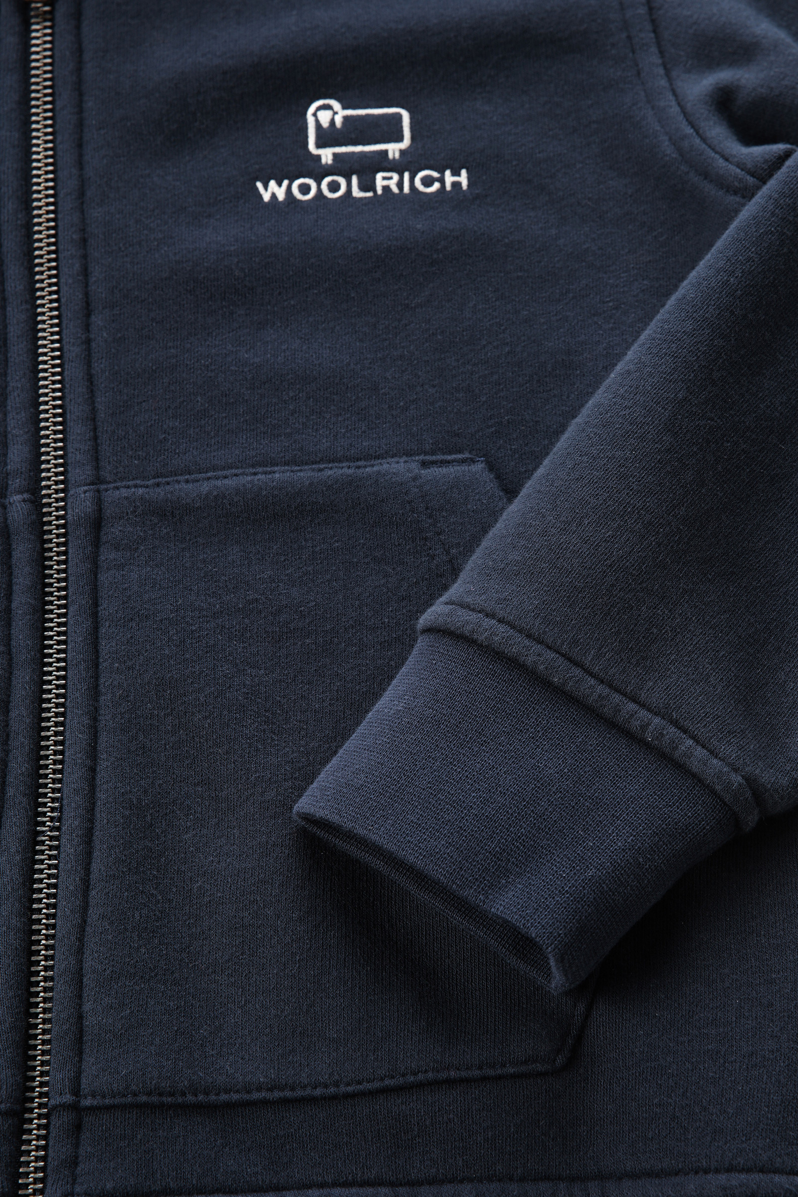 Sweat-shirt zippé pour garçon en coton avec logo bleu photo 4 | Woolrich