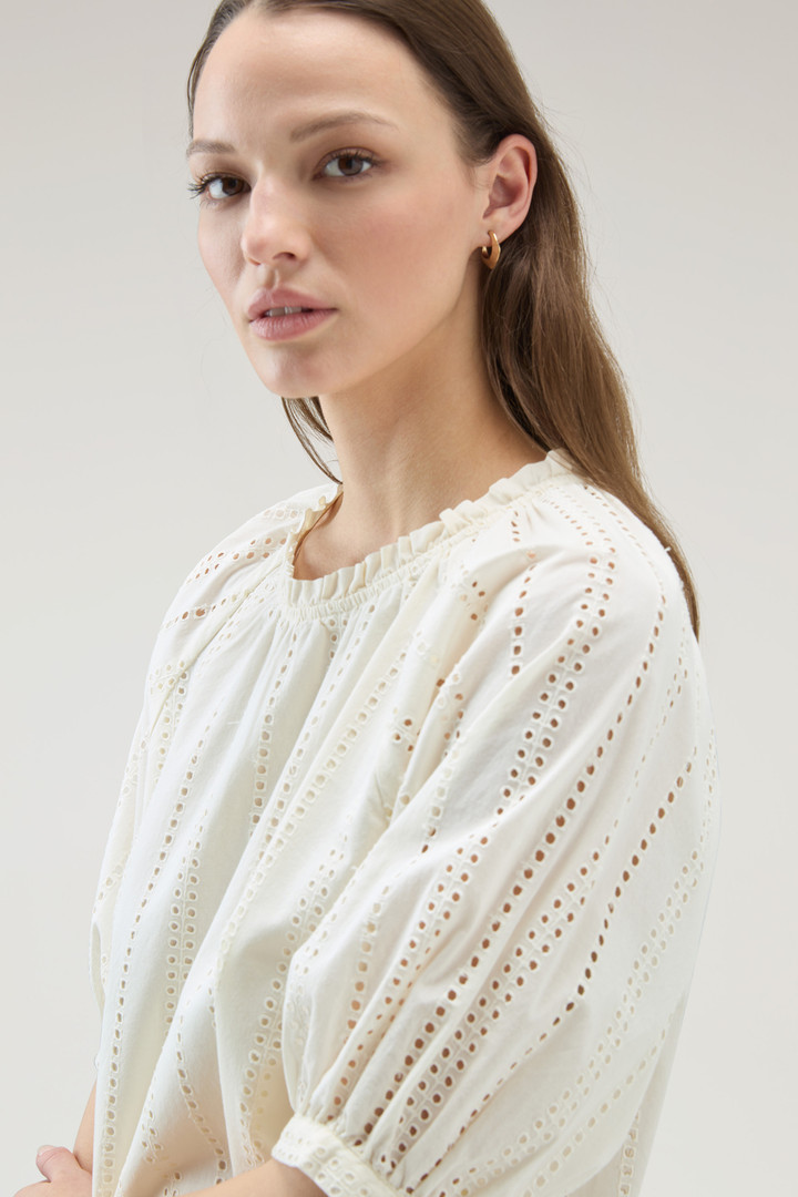 Bluse aus reiner bestickter Baumwolle Weiß photo 4 | Woolrich
