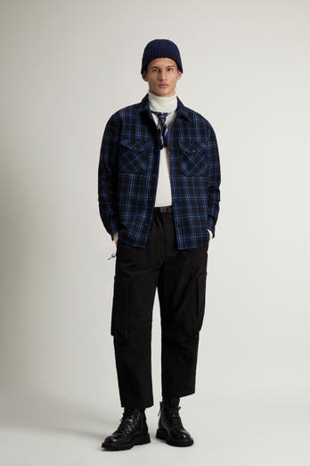 Wool Blend Oxbow Flannel Overshirt - Made in USA Blue | Woolrich