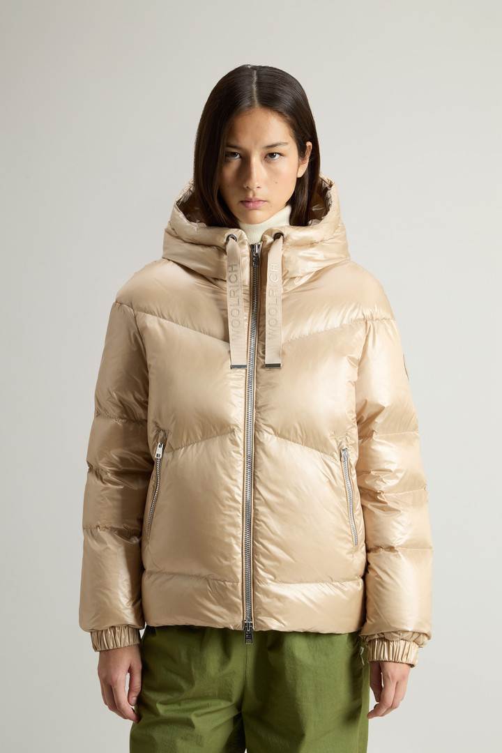 Aliquippa Short Down Jacket in Glossy Nylon Beige photo 1 | Woolrich