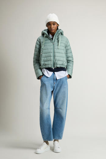 Gefütterte Jacke aus Mikrofaser mit Kapuze Grün | Woolrich