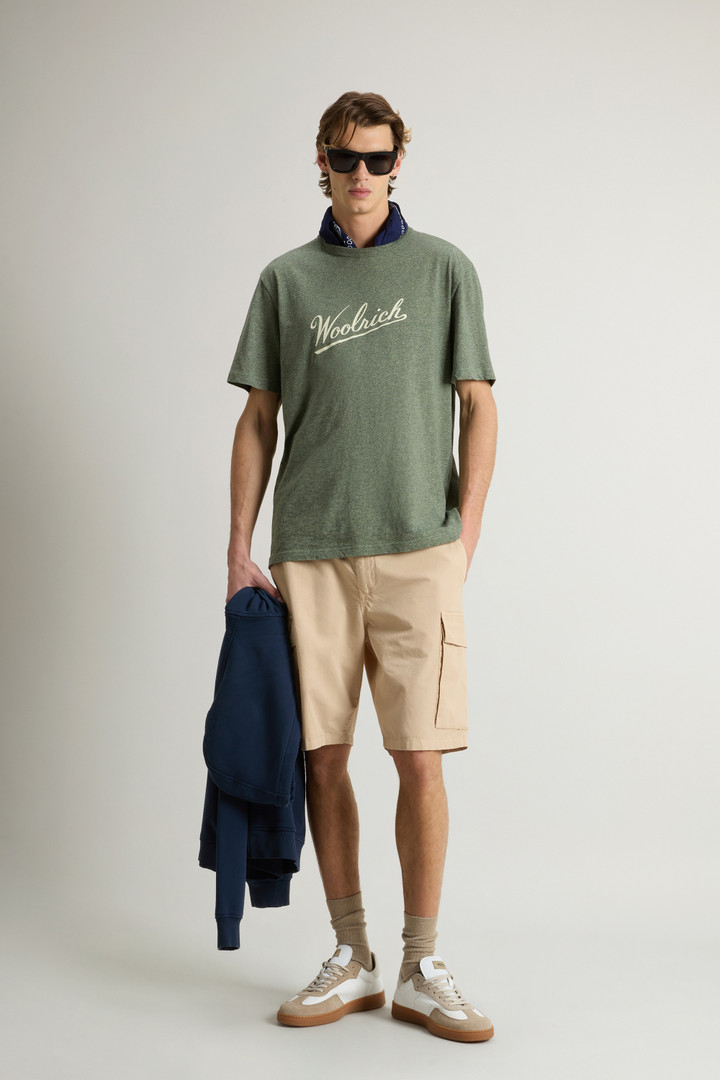 T-Shirt in Pure Cotton Mouliné Green photo 2 | Woolrich