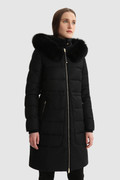 Long Parka in Wool and Silk with Fur Crafted with a Loro Piana Fabric