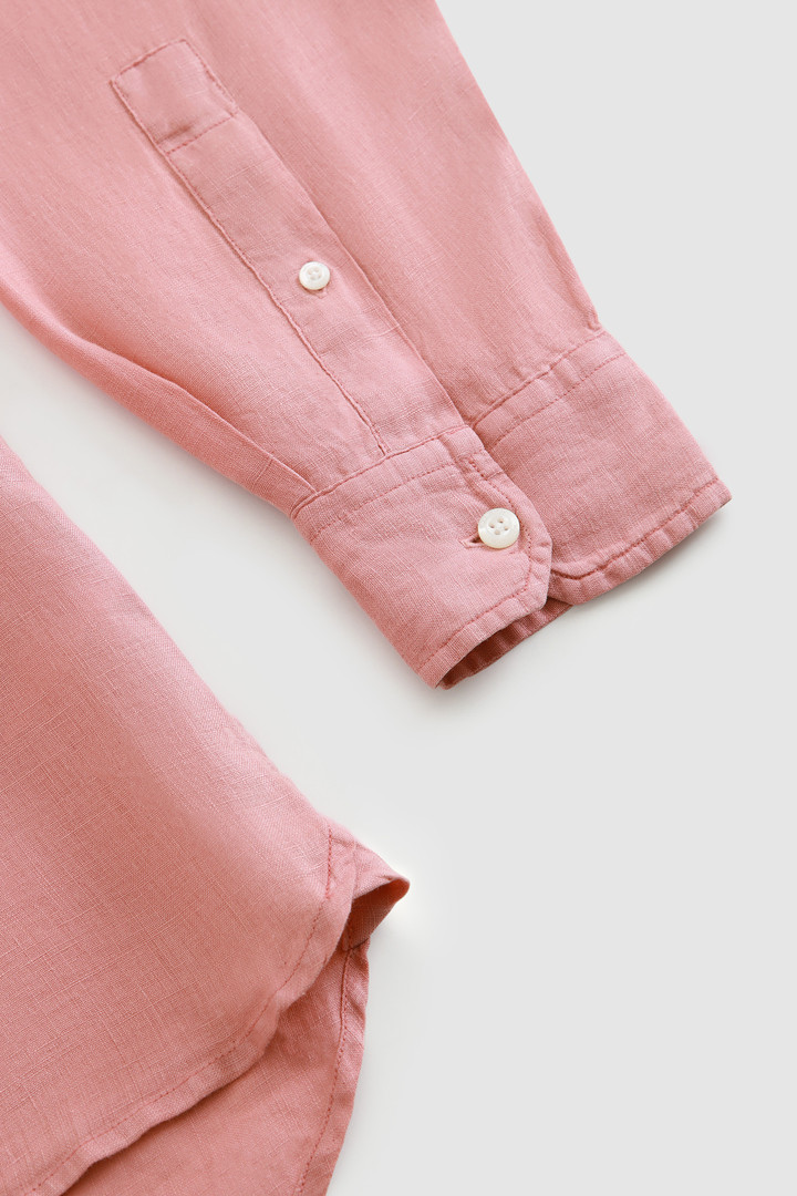 Camisa de puro lino teñida en prenda con cuello mao rosado photo 7 | Woolrich