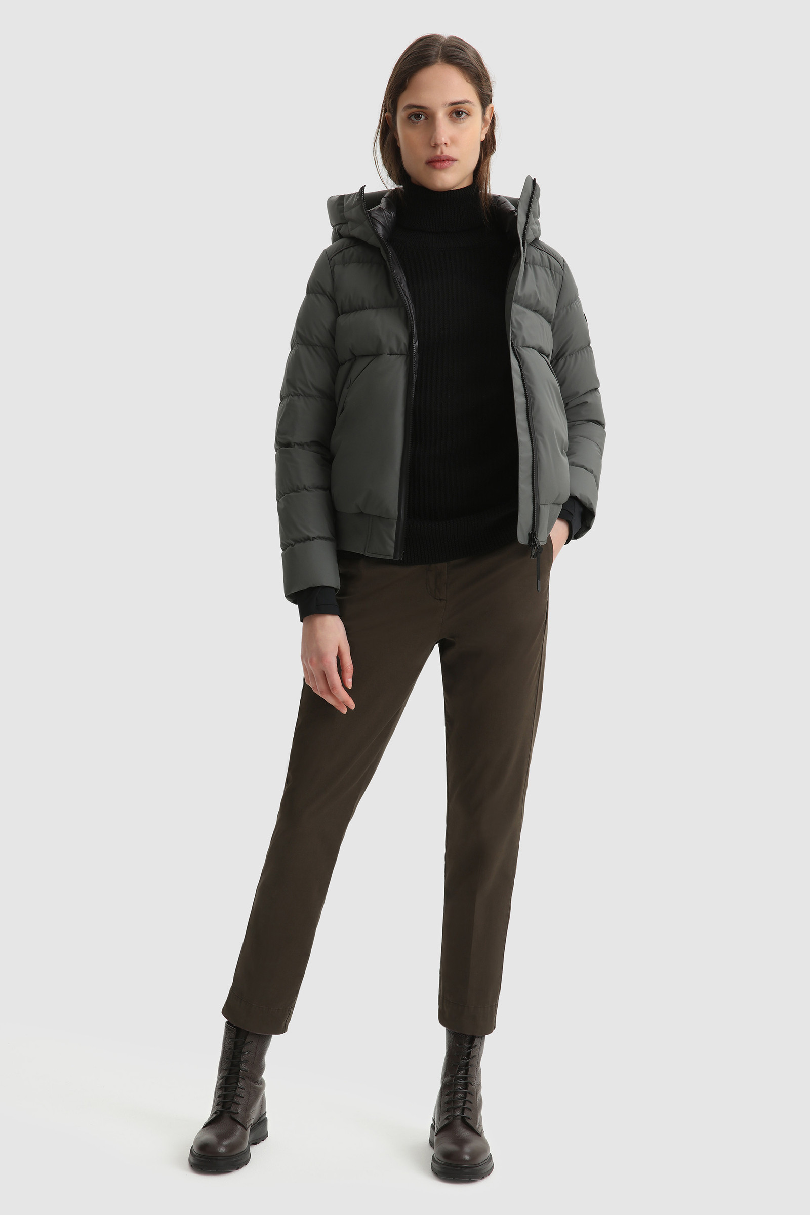 Ribbed Turtleneck Sweater in virgin merino wool Black photo 2 | Woolrich
