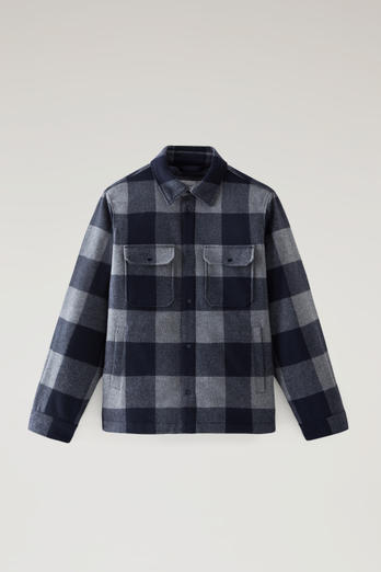 Alaskan Padded Check Overshirt in Recycled Italian Wool Blend Blue | Woolrich