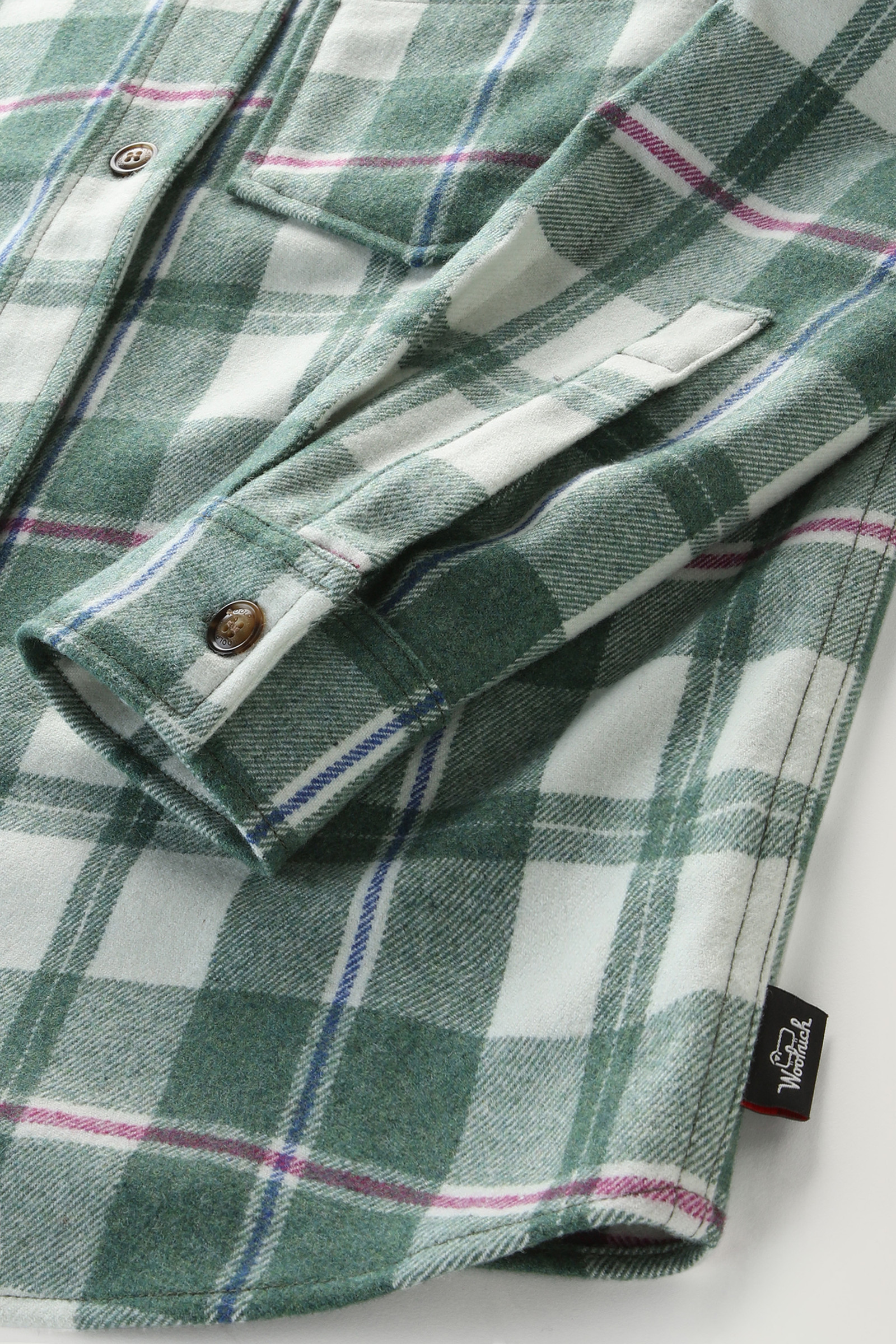 Western Check Overshirt in Wool Blend Flannel Green photo 7 | Woolrich
