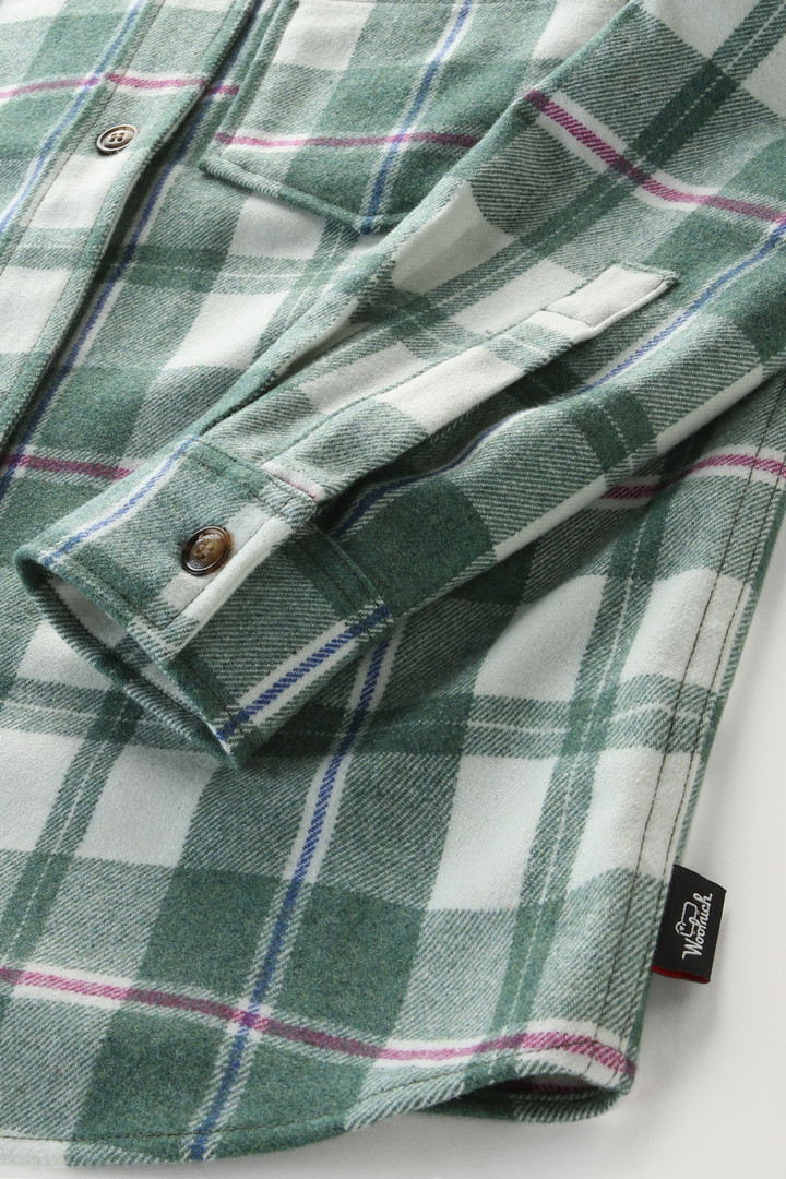 Western Check Overshirt in Wool Blend Flannel Green photo 3 | Woolrich
