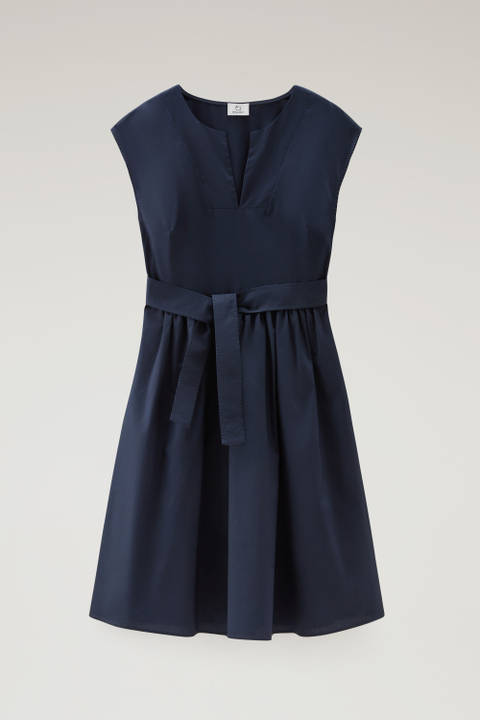 Vestido corto de popelín de puro algodón Azul photo 2 | Woolrich
