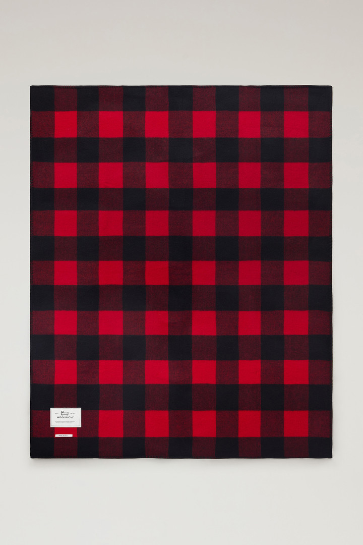 Double-Face Buffalo Check Blanket in Pure Wool Red photo 2 | Woolrich