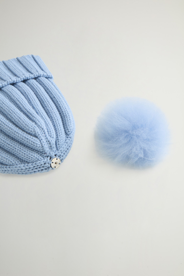 Beanie in Pure Virgin Wool with Cashmere Pom-Pom Blue photo 4 | Woolrich