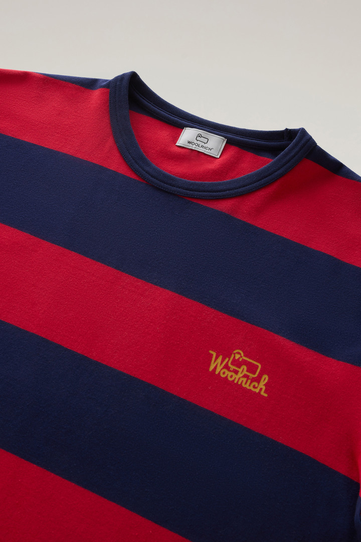 T-shirt à rayures en jersey de coton élastique Rouge photo 6 | Woolrich
