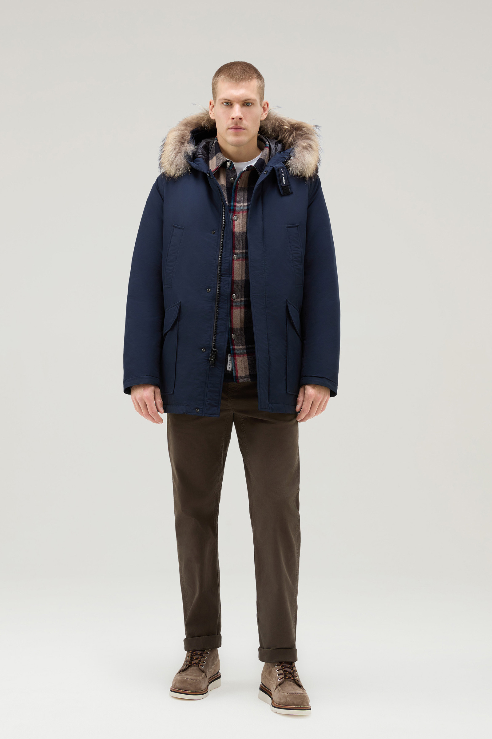 Daytona Parka aus Ramar Cloth mit abnehmbarem Fell blau photo 2 | Woolrich