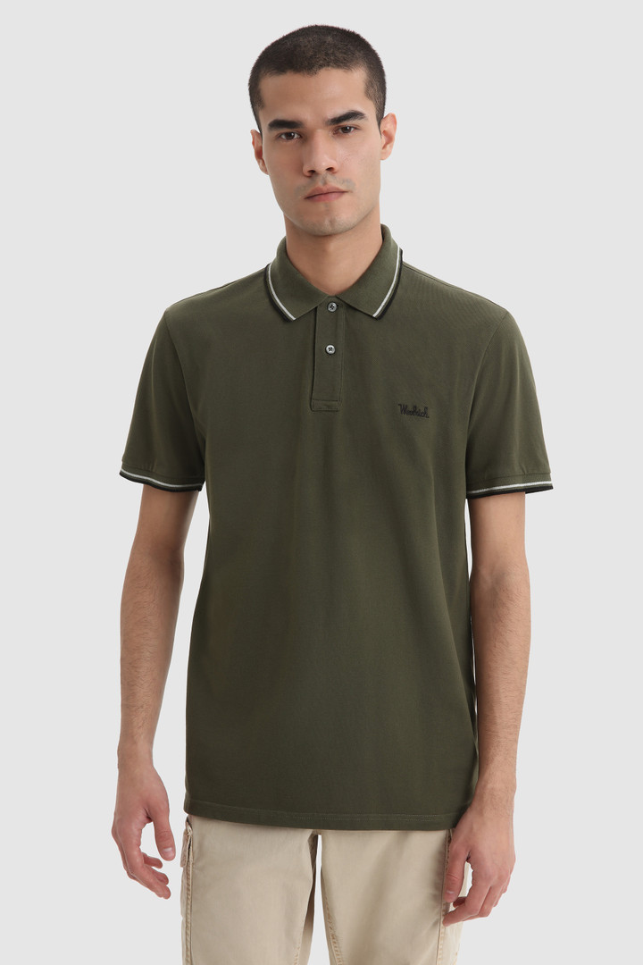 Polo Monterey en piqué de coton extensible vert | Woolrich