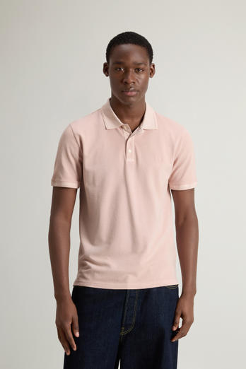 Garment-Dyed Mackinack Polo in Stretch Cotton Piquet Pink | Woolrich