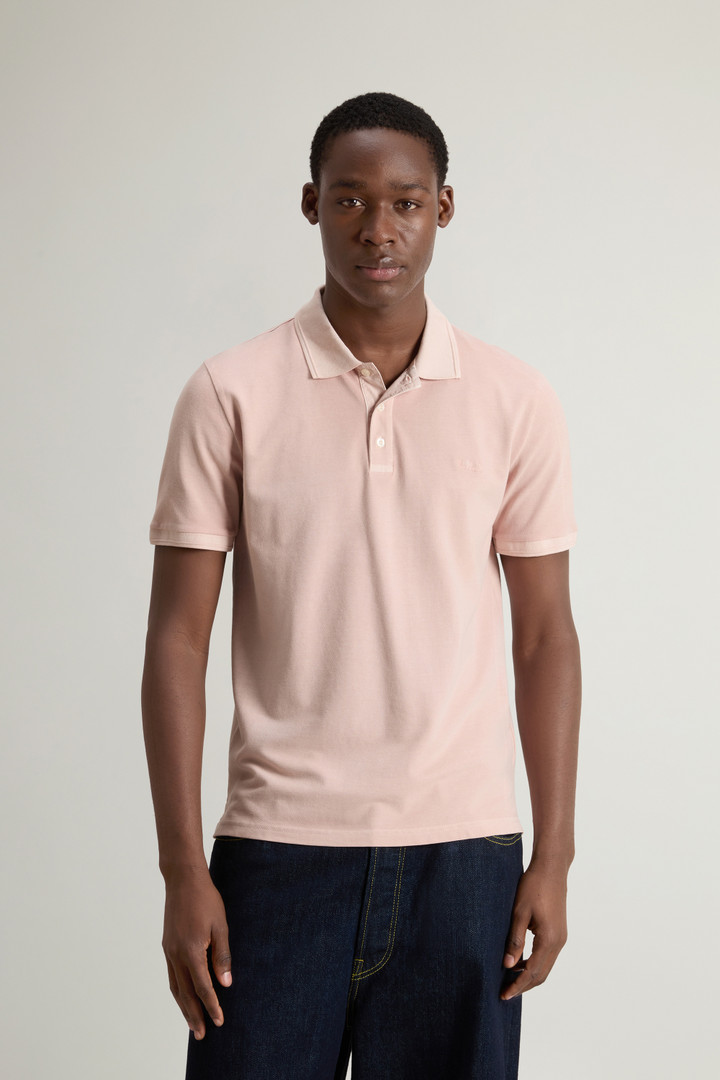 Woolrich Man Garment-Dyed Mackinack Polo In Stretch Cotton Piquet Pink Size M