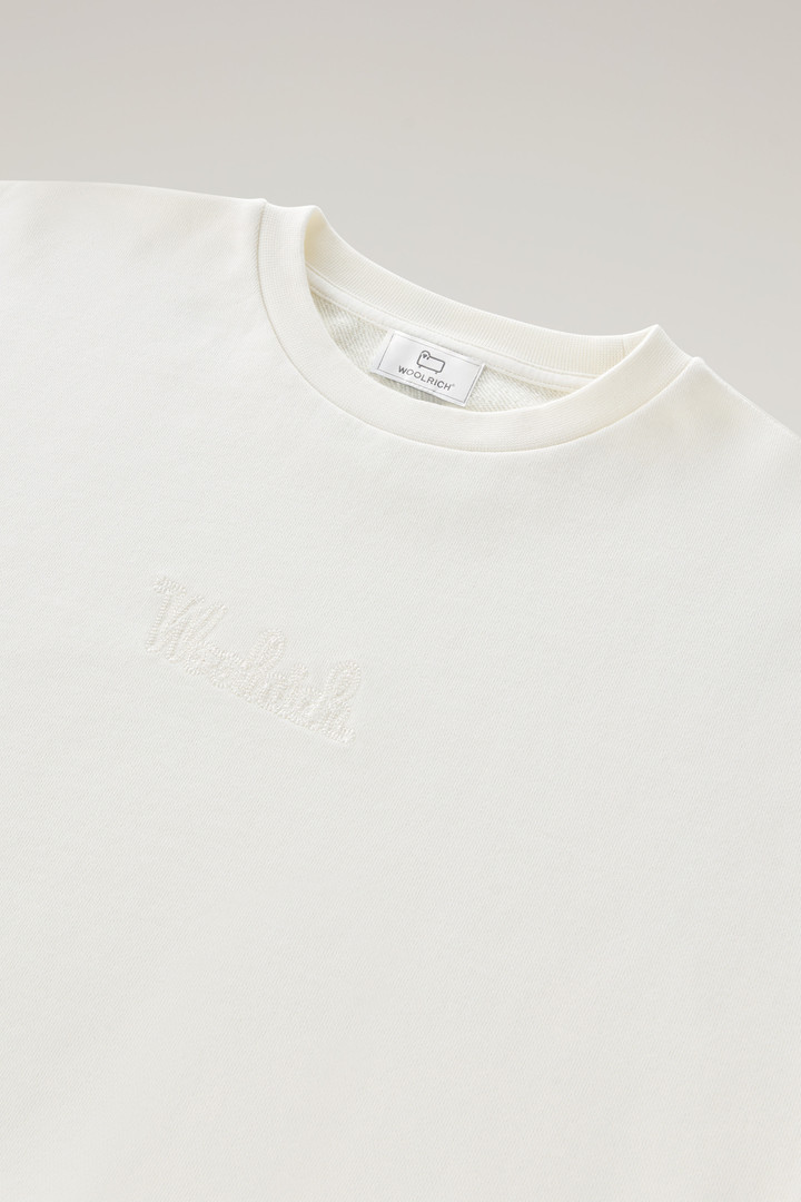 Crewneck Pure Cotton Sweatshirt with Embroidered Logo White photo 6 | Woolrich