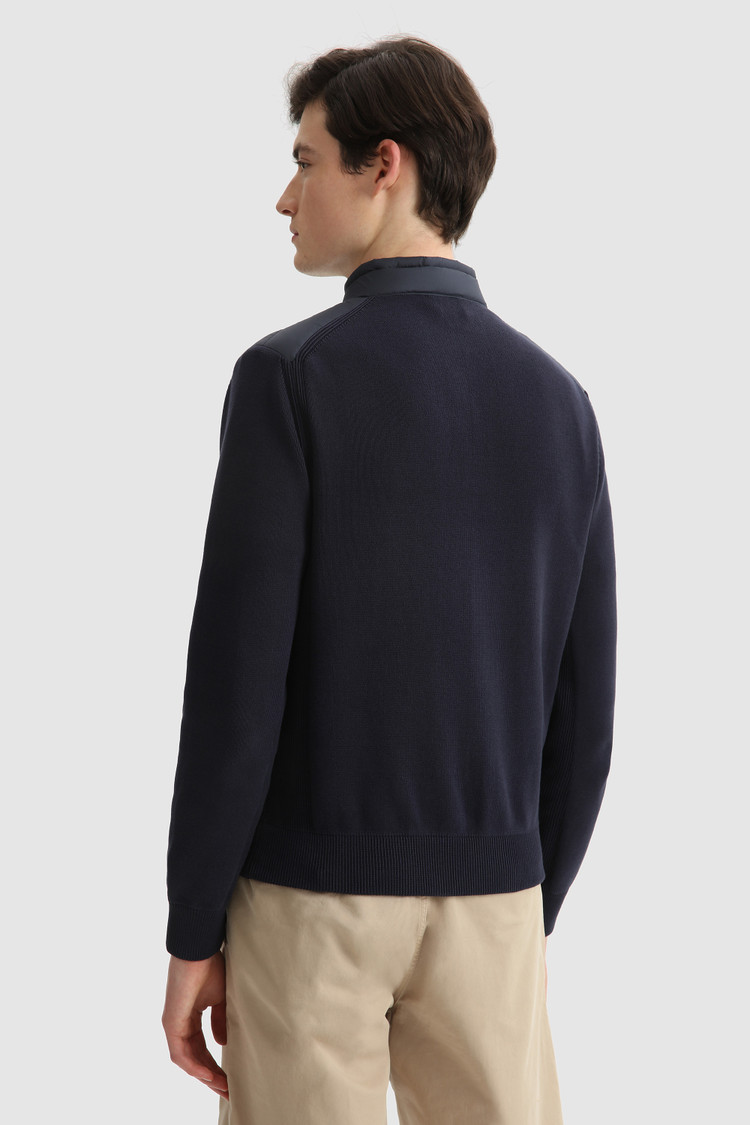 Quilted Track jacket with knit sleeves