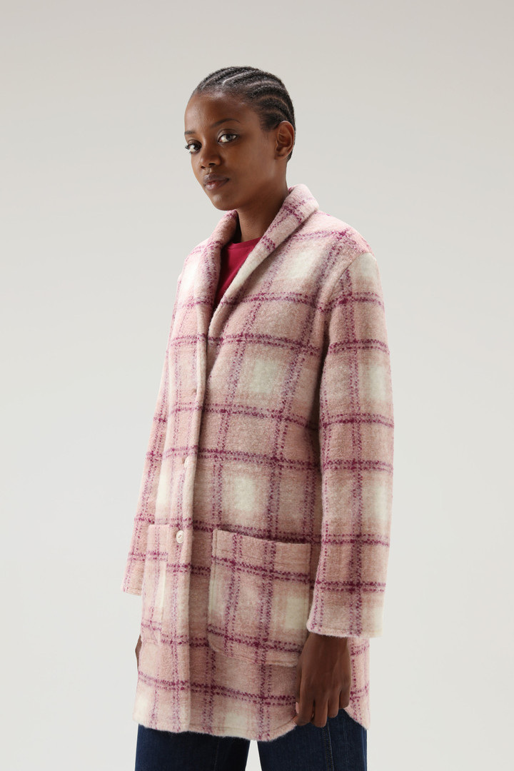 Wool Blend Gentry Check Coat - Women - Pink