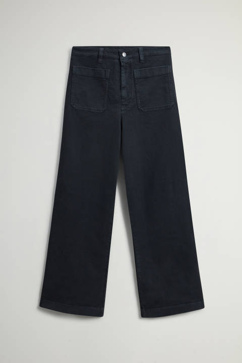 Garment-Dyed Wide-Leg Pants in Stretch Cotton Twill Black photo 2 | Woolrich