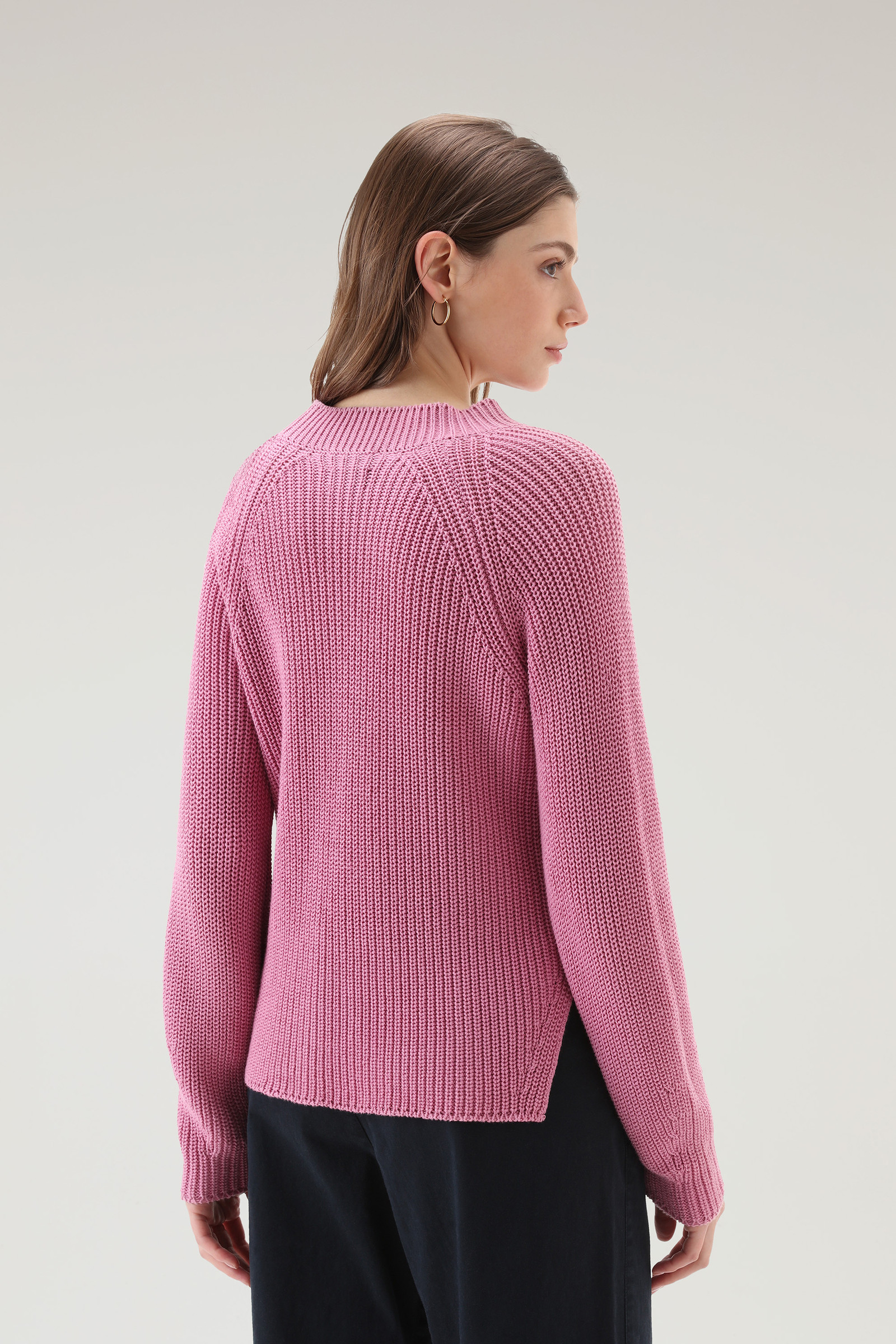 Maglia girocollo in puro cotone tinto in capo naturalmente rosa photo 3 | Woolrich