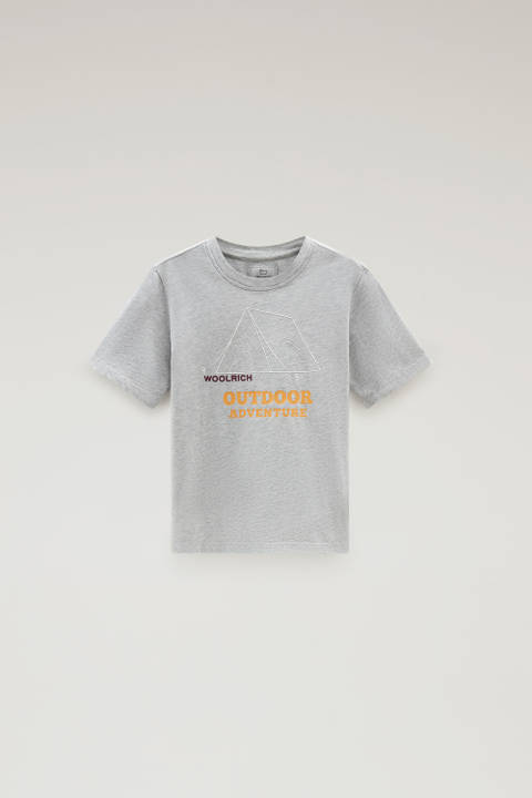 T-Shirt aus reiner Baumwolle mit Print für Jungen Grau | Woolrich