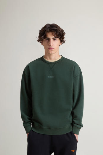 Achteraf geverfde sweater met ronde hals voor jongens van puur katoen met print op de achterkant Groen photo 1 | Woolrich