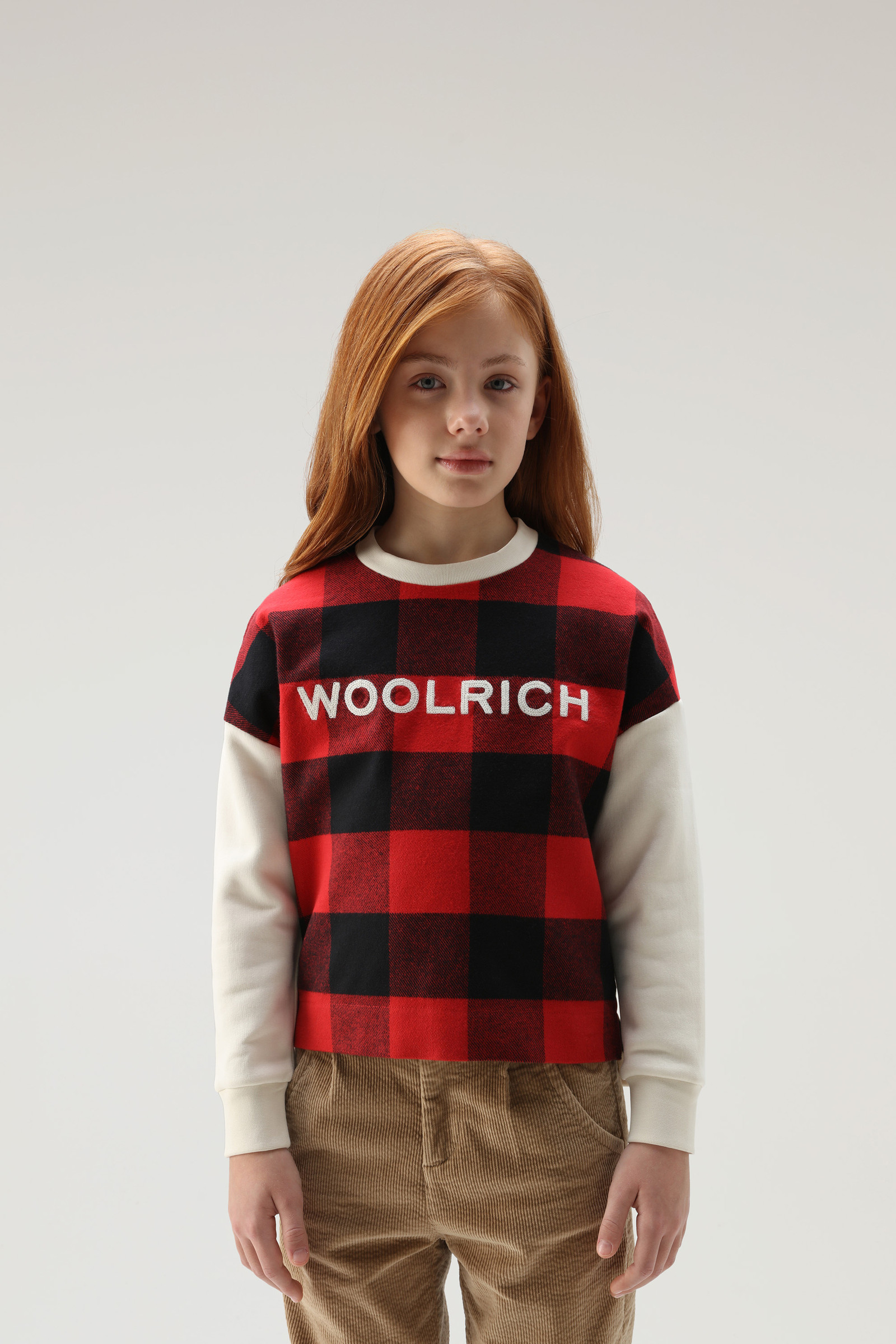 Mädchensweatshirt mit Buffalo-Karo aus Baumwolle rot | Woolrich
