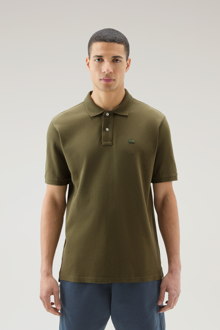 Polo-Shirt aus Piqué aus reiner Baumwolle Grün photo 1 | Woolrich