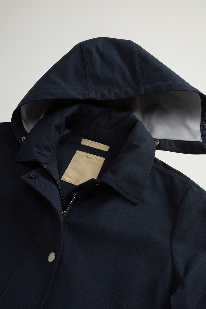 Yarn-Dyed Trench Coat in Three-Layer Fabric with Hood Blue photo 6 | Woolrich