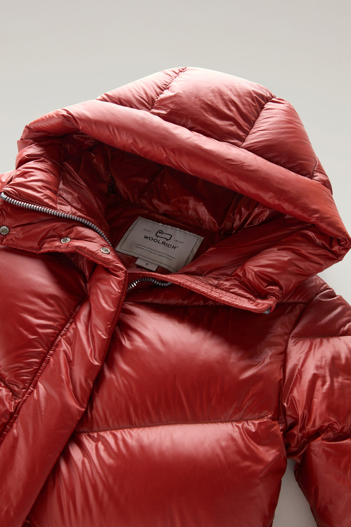 Aliquippa Long Down Jacket in Glossy Nylon Red photo 2 | Woolrich