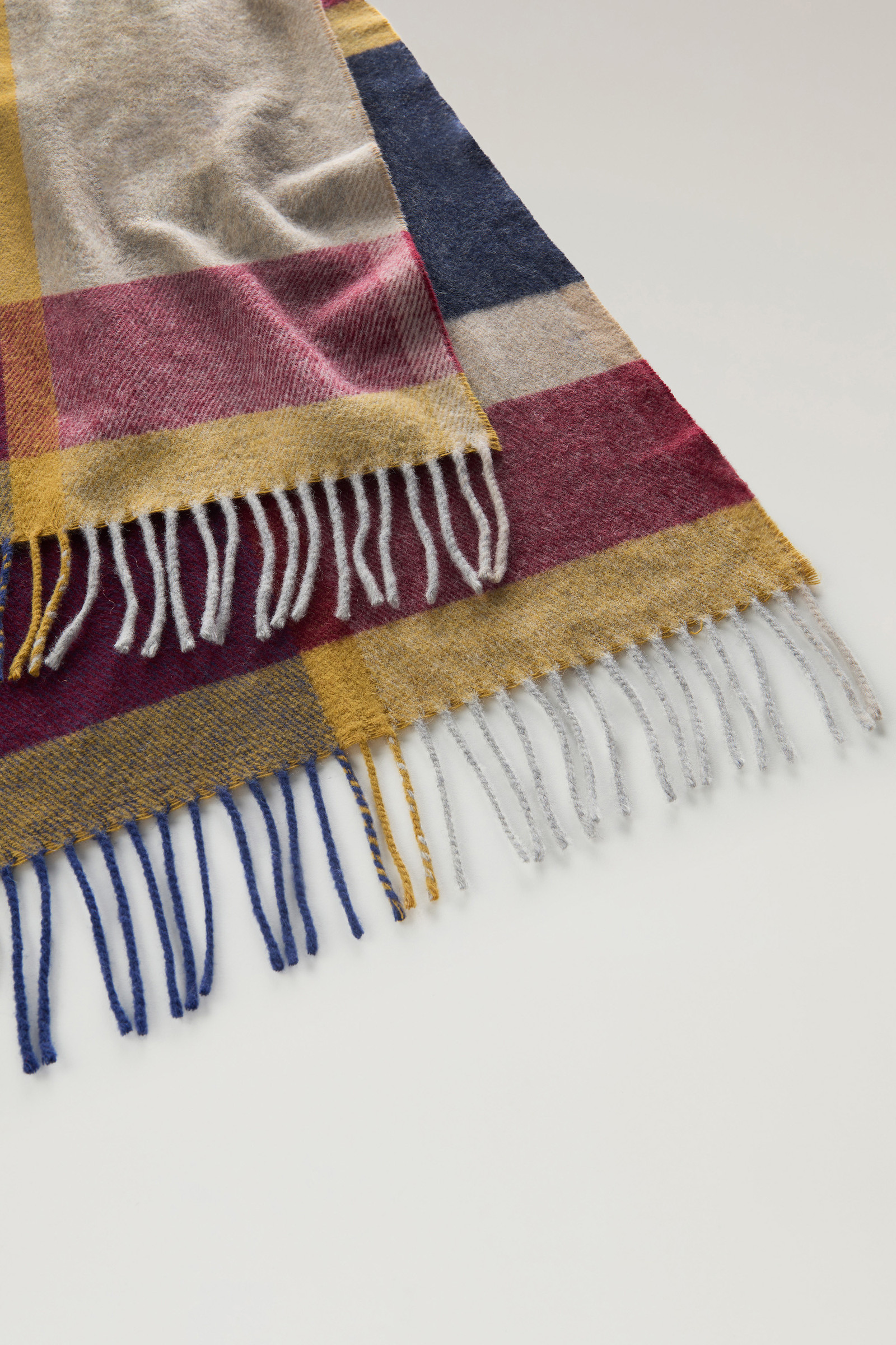 Macro Check Scarf in Cashmere and Wool Blend - Men - Blue