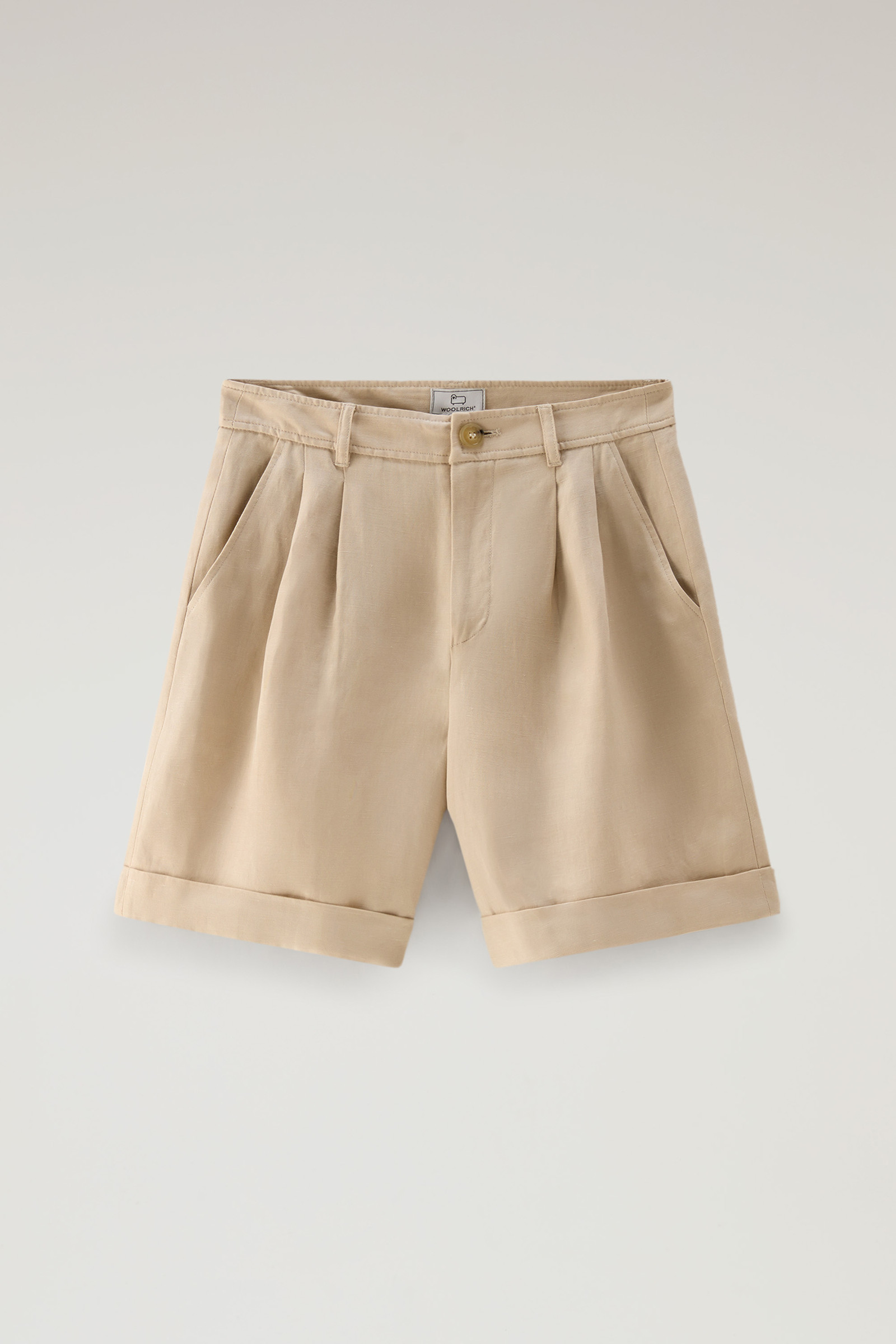 Shorts in Viscose Linen Blend with Pockets Beige photo 4 | Woolrich