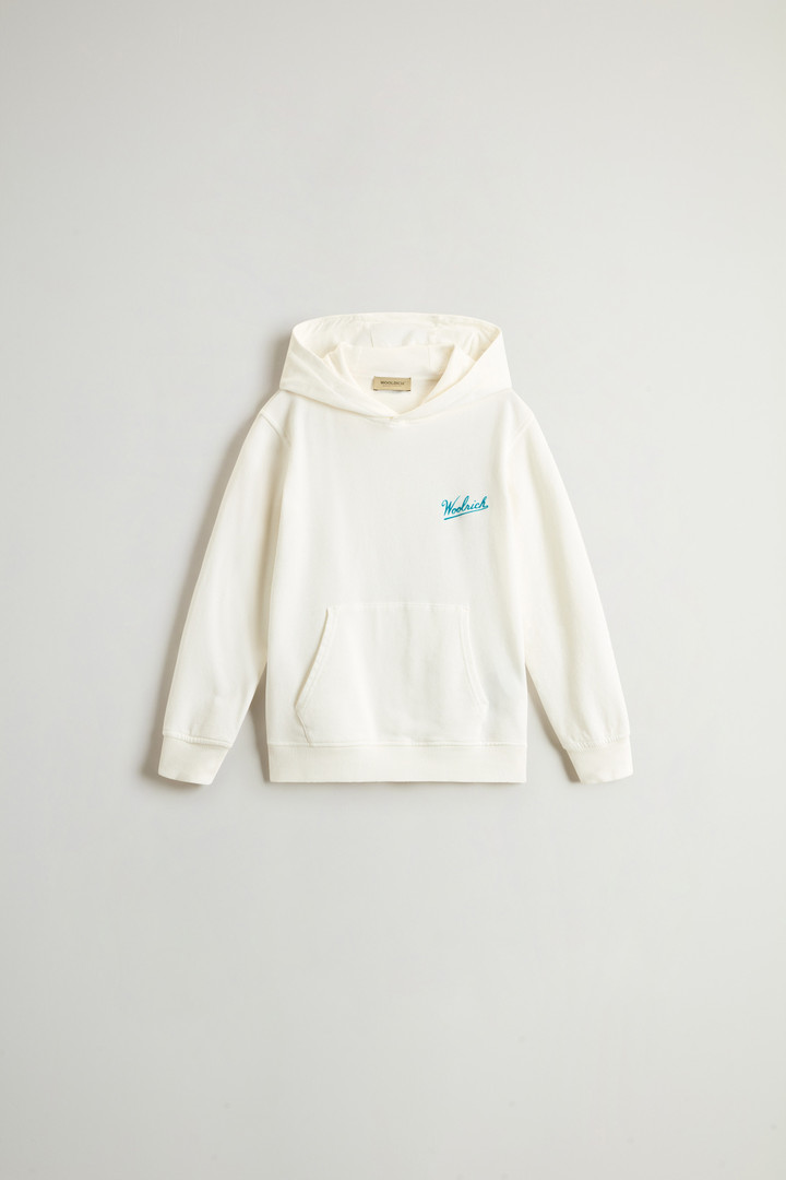 Garment-dyed Boys’ Hoodie in Pure Cotton White photo 1 | Woolrich