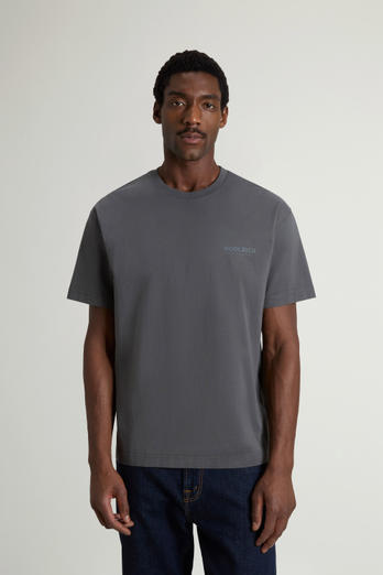 T-Shirt in Pure Cotton with Logo Gray photo 1 | Woolrich