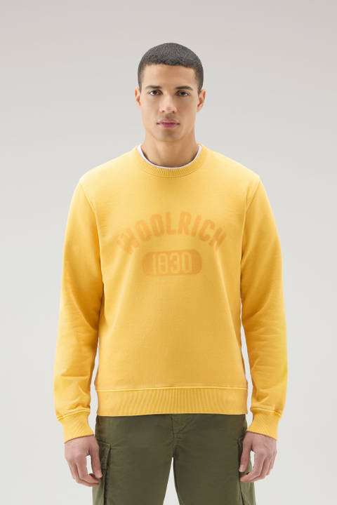 Garment-Dyed 1830 Crewneck Sweatshirt in Pure Cotton Yellow | Woolrich