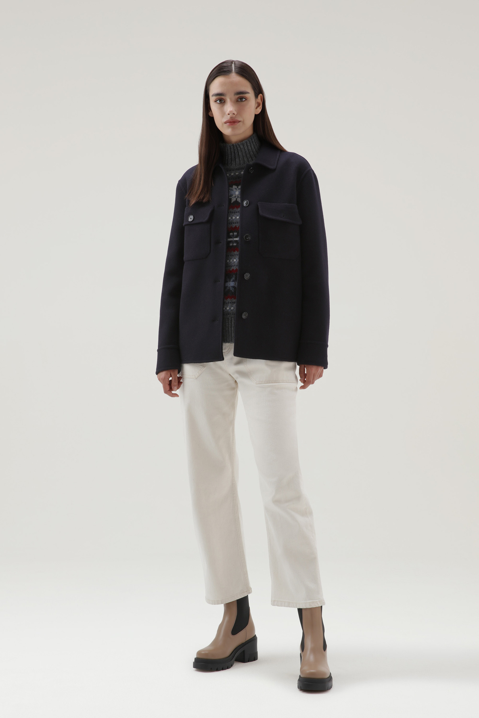 Manteco Virgin Double Wool Overshirt Blue photo 2 | Woolrich