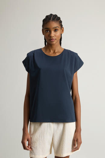 T-Shirt in Pure Pima Cotton Blue | Woolrich