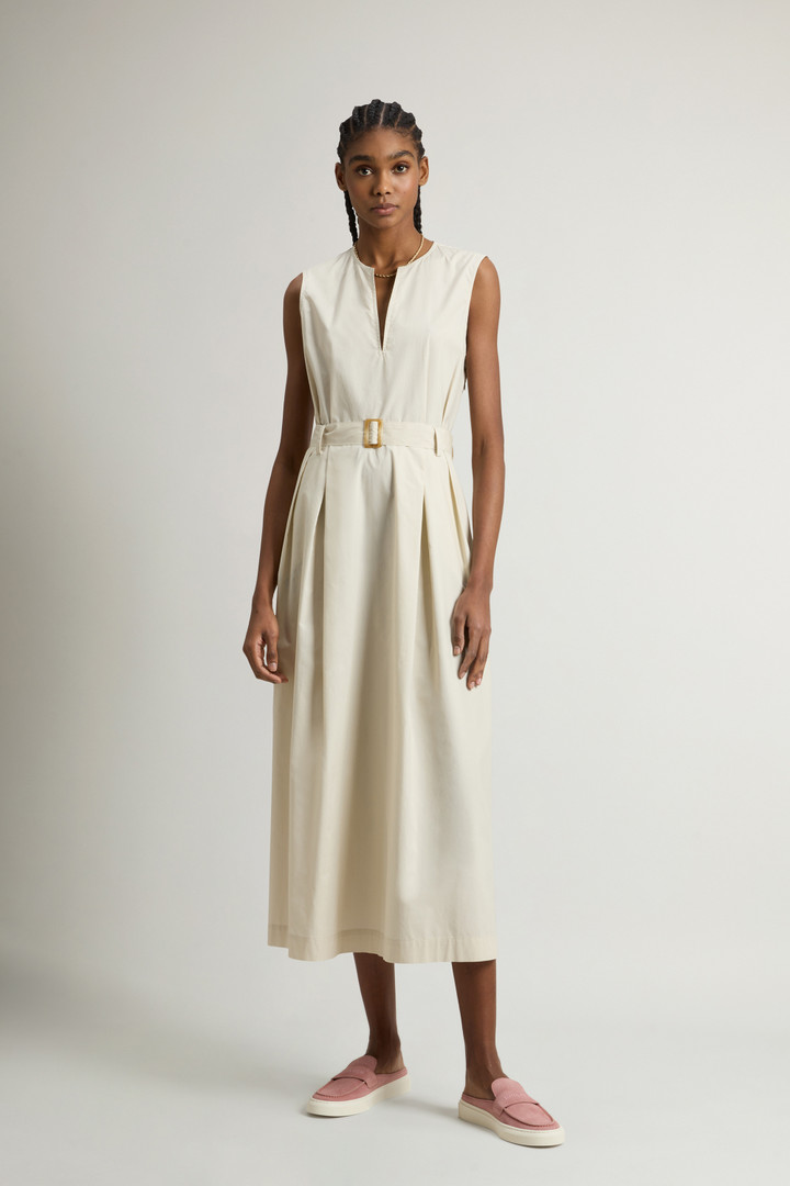 Sleeveless Dress in Pure Cotton Poplin Beige photo 1 | Woolrich