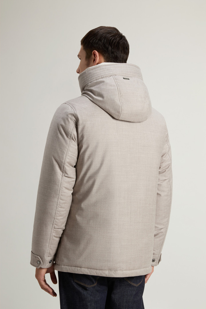 Short Parka in Wool-Silk Blend Crafted Using a Loro Piana Fabric Gray photo 3 | Woolrich