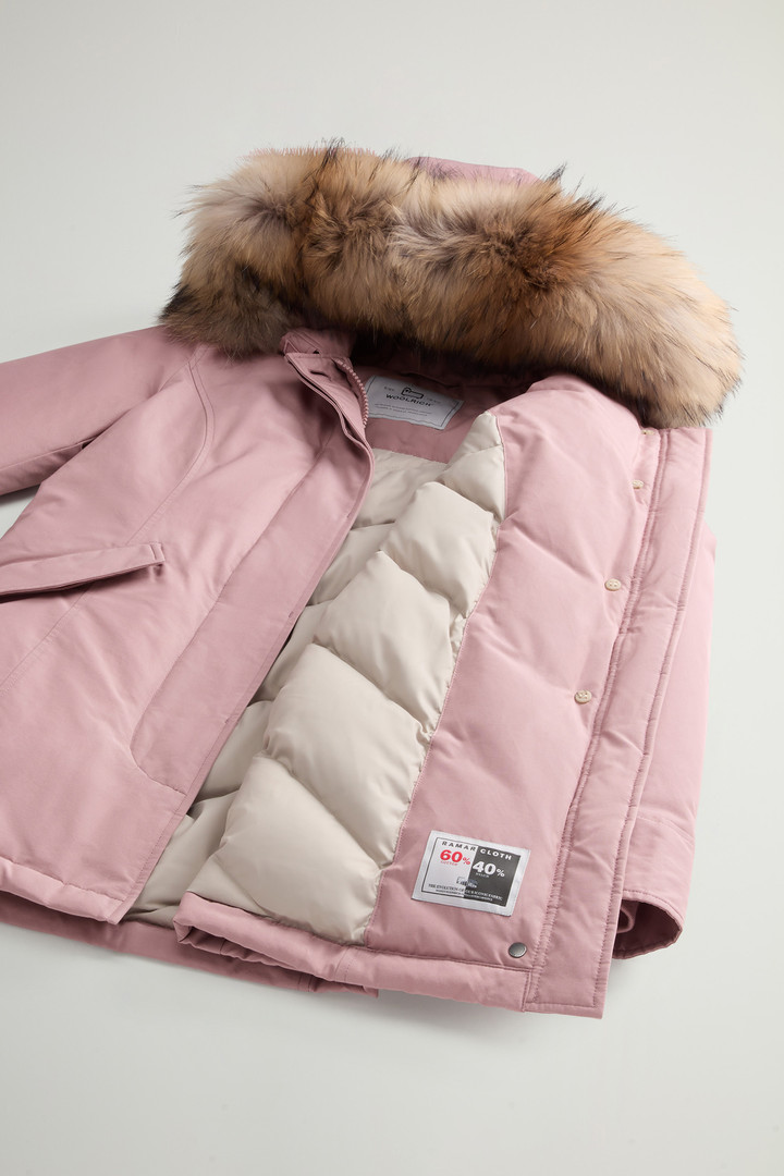 Arctic Parka in Ramar Cloth with Detachable Fur Trim Pink photo 10 | Woolrich