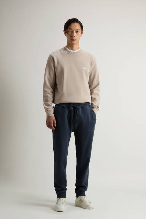 Garment-Dyed Pants in Pure Cotton Fleece Blue | Woolrich